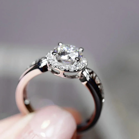 😍14K WHITE GOLD DAINTY DIAMOND FASHION ANILLOS HOLLOW BAND RING, L125 - Picture 8 of 10